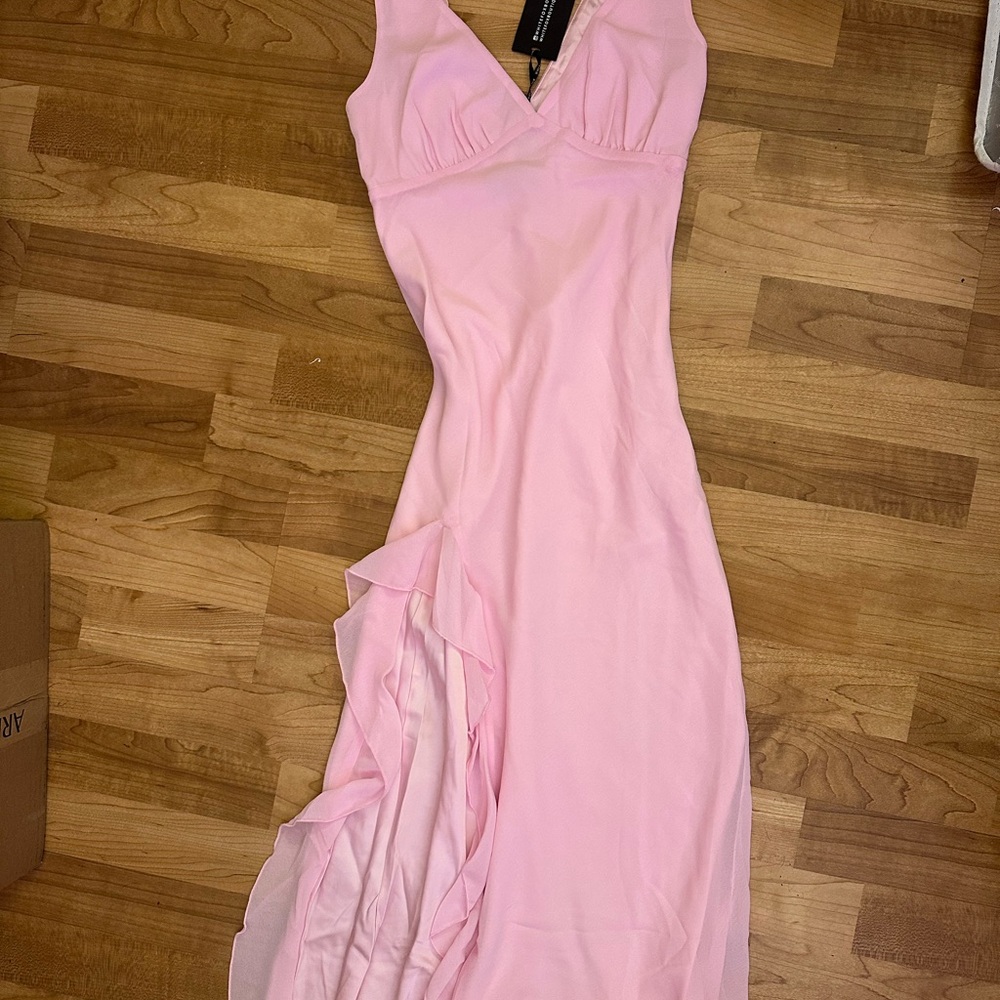 White Fox Boutique Light Pink Asymmetrical Dress
